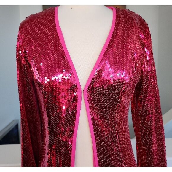 AKIRA Pink Sequin Coat Size M NWOT - Picture 2 of 6